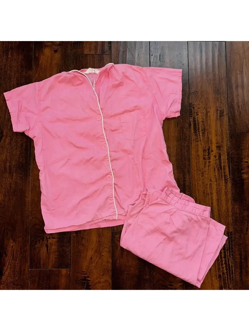 Vintage 50s 60s Tommies Sanforized Sleepwear Pajamas Pair Pants Top Cotton Pink